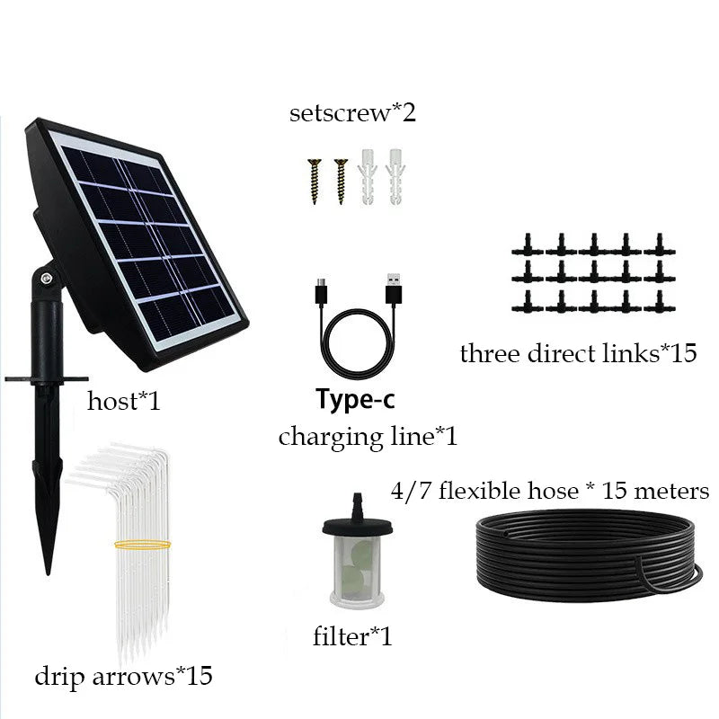 Solar Automatic Drip Irrigation System Kit Plant Water Machine with Anti Siphon Garden Outdoor Indoor Green Plant Water Jardin