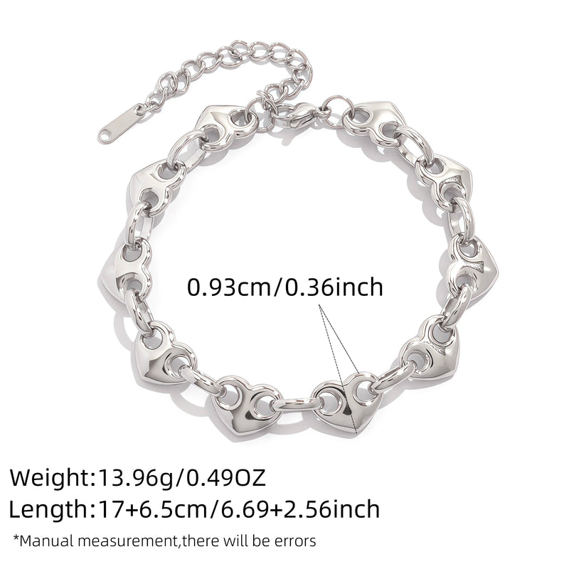 Minimalist Classic 18K Gold Color Plated Stainless Steel Two Tone Heart Button Bracelacelet Stackable - Visuel 8 | SAMAG