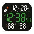 Wall Mountable Electronic Clock with Large Screen Real Time Temperature Humidity Readings Weather Forecast Green White