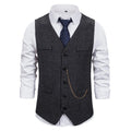 Men Suit Vest Chain Waistcoat Business Wedding V Neck Collar Casual Men's Dress Male Blazer Vests Formal Party Fashion Vest V14