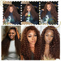 250% Density Chocolate Brown Jerry Curly 13x4 Lace Frontal Wigs Human Hair HD Lace Front Wig Human Hair  Deep Curly Wave Wig For Women