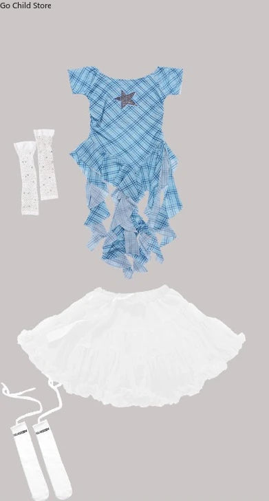 Girls K - pop Off Shoulder Crop Top Tutu Skirt Kids Hip Hop - View 18 | SAMAG