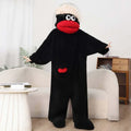 Autumn Winter Big Mouth Monster Cartoon One Piece Pajamas Thick Coral Fleece Warm Soft Casual Couple Home Loungewear In Stock
