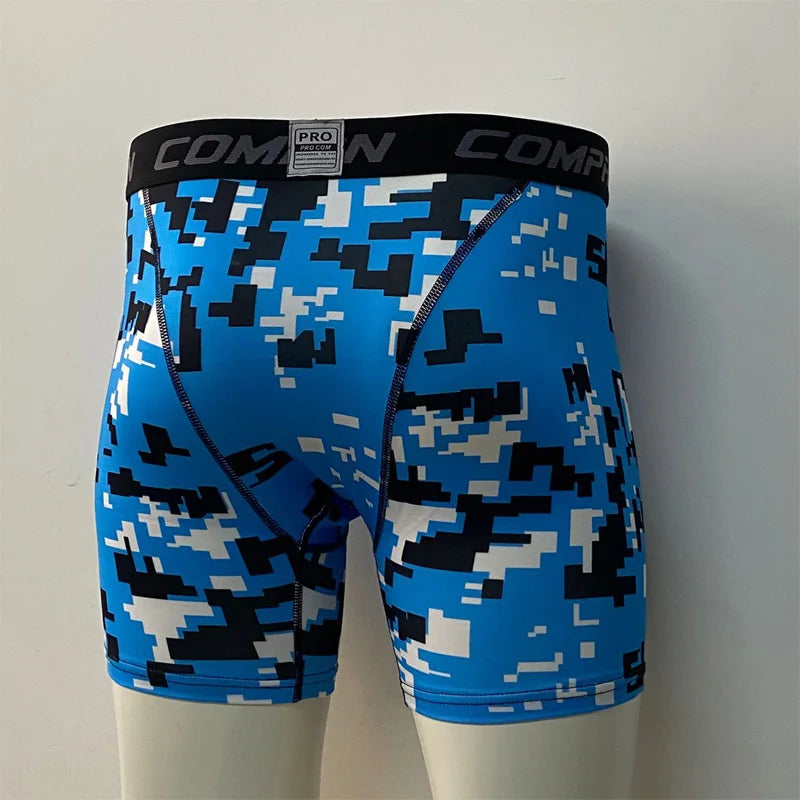 New Men's Compression Shorts Camouflage Sports Fitness Tight Pants Summer Stretch Quick Drying Running Basketball Base Shorts