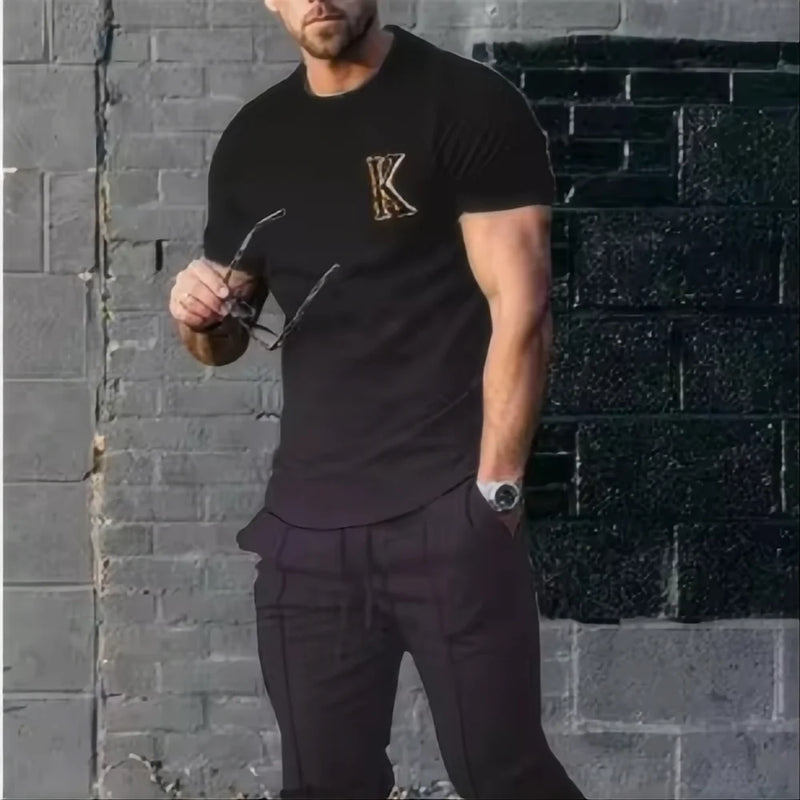 Men's Summer Fashion Sports Set Trendy 3D Printed Casual Jogging Street Wear Short Sleeve T - shirt Long - View 3 | SAMAG