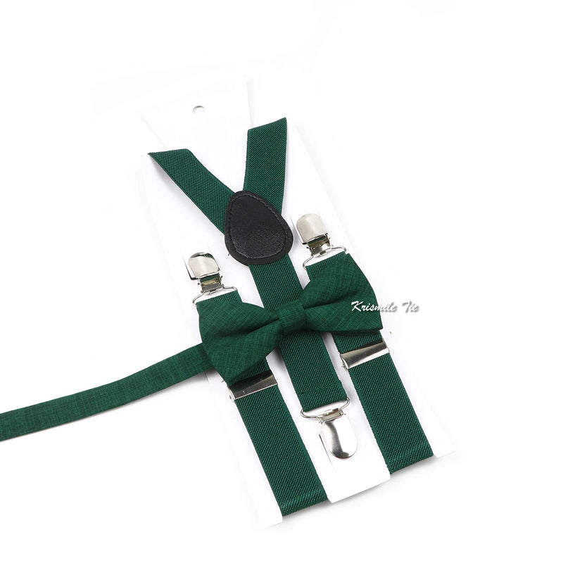 Fashion Men Kids Turquoise Green Suspender Bowtie Sets Elastic Solid Color Y - back Straps Butterfly - Visuel 21 | SAMAG