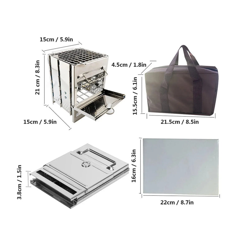 Wood Stove Portable Foldable Stainless Steel Camping - View 5 | SAMAG