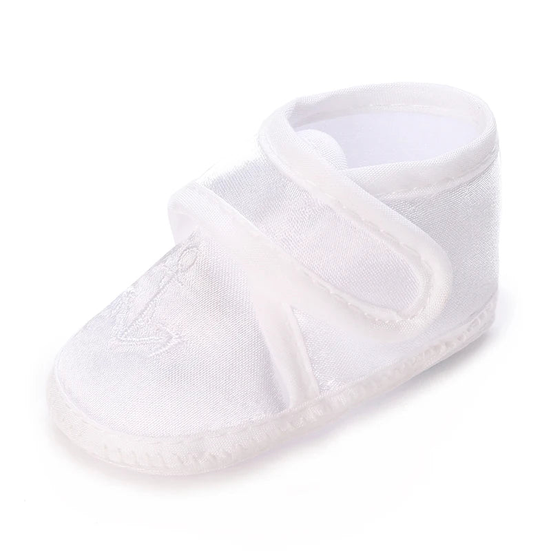 Multiple Styles Newborn Baby First Baptist Shoe: Newborn Boy and Girl White Baptist Shoes Soft Sole Walking Shoes Size-9CM-10CM