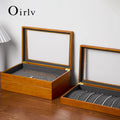 Oirlv Wooden Jewelry Box Retro Jewelry Display Ring Necklace Earring Bracelet Box Multi Jewelry Storage Organizer Display Case