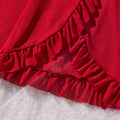 Sexy Lace Lingerie Set for Women, Red Sleepwear Nightdress with Matching Panties, V-Neck Sheer Lace Camisole, Romantic Night