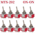 10PCS MTS-102 103 202 203 3Pins 6 Pins Mini Toggle Switch For Switching Lamp Light ON-OFF-ON /ON-ON Switch 6A 125VAC