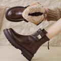 Autumn Winter New Women's Ankle Boots High Quality Wool Warm Platform Leather Boots British Chelsea High Heels Ladies Snow Boot