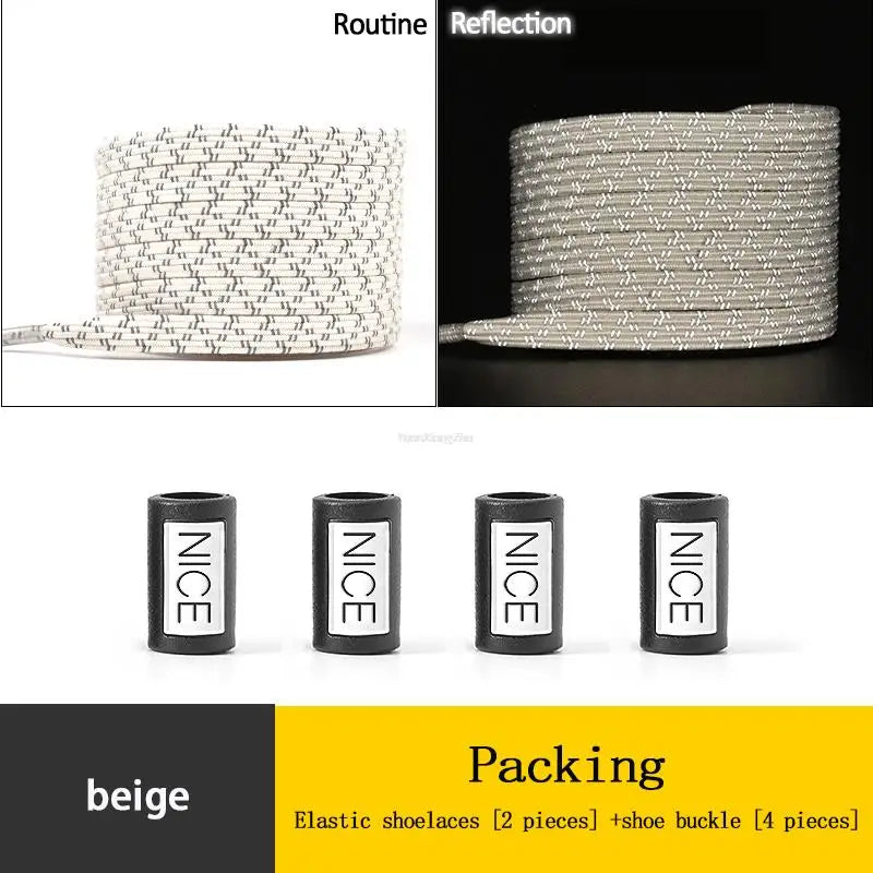 New Reflective No Tie Shoelaces Elastic Laces Sneakers Flat Shoe laces without ties Kids Adult Shoelace One size fits all Shoes
