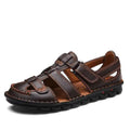 Men's Genuine Leather Sandals 2026 Summer Anti-slip Outdoor Beach Shoes Toe Cap Top Layer Cowhide Men Sandals Large Size 38-48