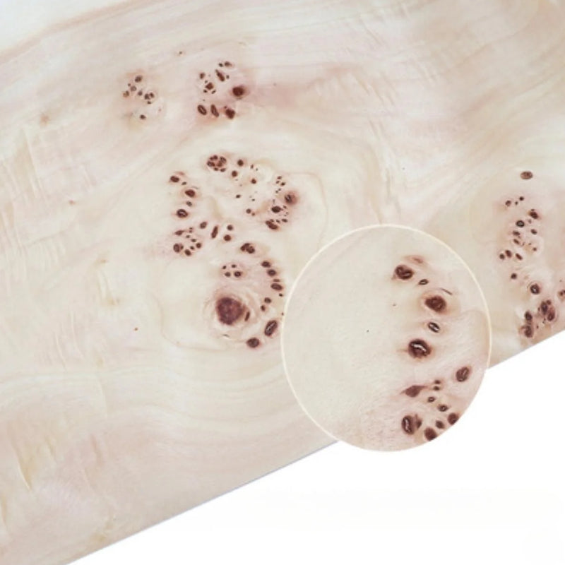 Length:1.6meters Width:230mm T:0.25mm Naturally White Poplar Tumor Wood Veneer Sheets Guitar Skateboard Backpack Decoration
