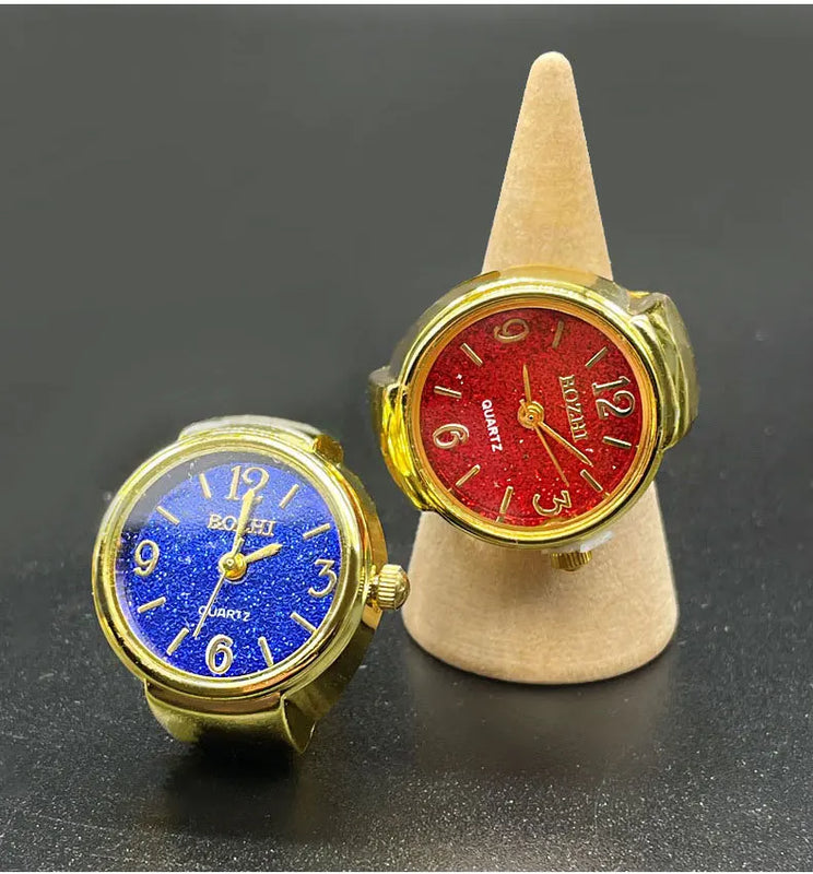 Kiss Jewelry Women Men Vintage Classic Finger Watch Rings Punk Stretchy Strap Quartz Watches Clock Ring Hip-hop anillos 2023