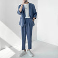 2022 Fashion Summer 2-piece Set Solid Color Single-breasted Casual Simple Student Wear Homme Loose Suits Wear (Blazers + Pants)