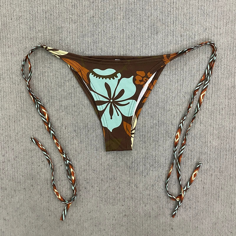 Women Y2K Tropical Floral Tankini Set, Halter Tie Front | SAMAG