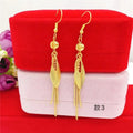 NovaGlod  24K real gold summer tassel earrings for women's fashion 9999 real gold earrings flower gold jewelry accessories