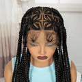 36in Full Lace Cornrow Braided Wigs Synthetic Natural Braiding Hair Wigs Box Braided Lace Wigs with Baby Hair for Black Women