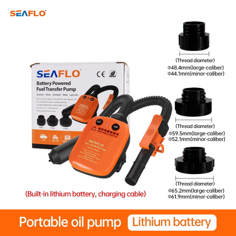 Rechargeable electric car fuel pump with lithium battery, capable of pumping gasoline. Electric, automatic, suitable for self-dr