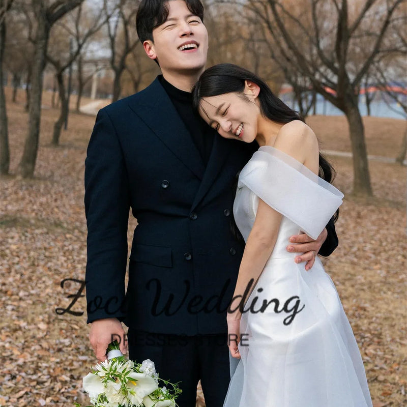 Zoci Elegant Off Shoulder Sheath Korea Wedding Dress - View 3 | SAMAG