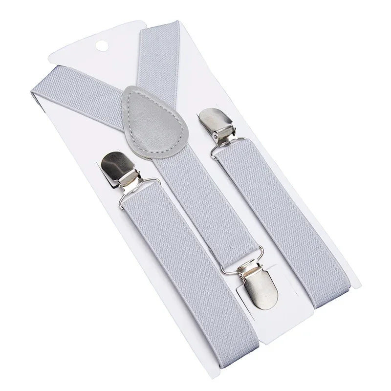 Solid Color Kids Suspenders with Fashion Children Boys Braces Girls Elastic Adjustable Suspenders Baby Wedding Ties Accessories