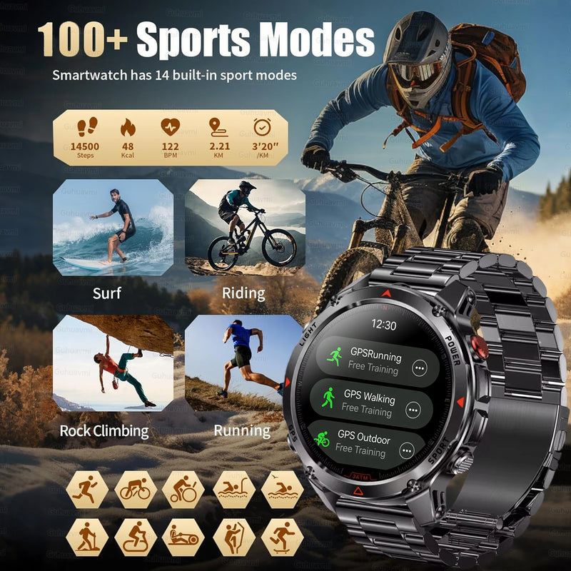 HT37 T-Rex 3 Pro Military GPS Smart Watch Waterproof Dual-band GNSS Compass Altimeter Swim 170 Sports Mode Watch with Flashlight