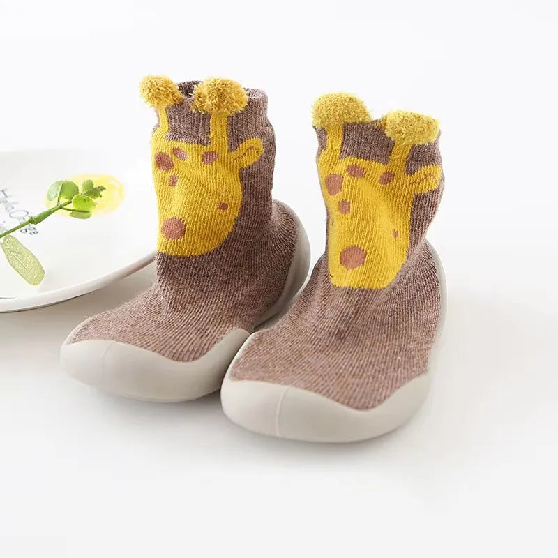 Baby Socks Shoes Kids Toddler First Walkers Animal Pattern Soft Non-Slip Sole Breathable Rubber Floor Shoes for Boys and Girls