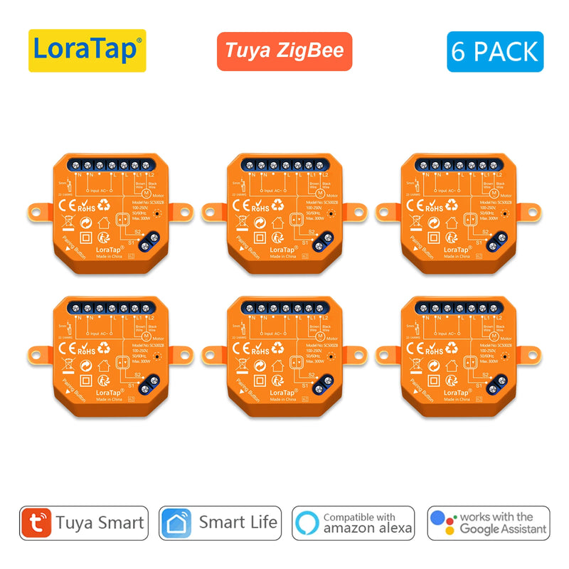 LoraTap ZigBee Shutter Switch Module Electric Motorized Curtain Blind Tuya Smart Life Roller Voice Control by Alexa Google Home