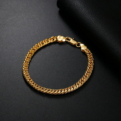 18K Gold 6MM Geometry Chain 925 Sterling Silver Bracelets for Women Men Fashion Wedding Christmas Gifts Fine Jewelry | SAMAG