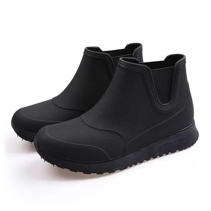 New Fashion Men's Rain Boots Rubber Boots Platform Ankle Boots 2025 Summer Slip on Couples Booties Men Work Shoes Botines Mujer