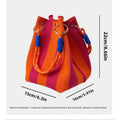 Korean Style Mini Knit Tote Bag Women Striped Crochet Bucket Handbag Lightweight Summer Daily Shoulder Purse For Vacation