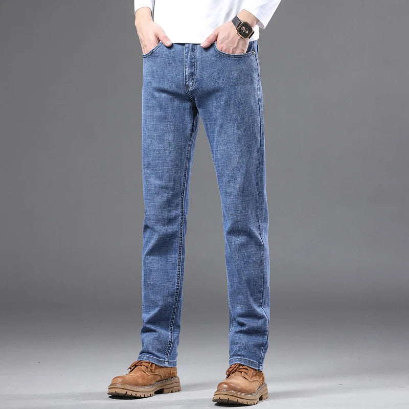 Fashion Light Blue Slim Straight Jeans Men's Spring | SAMAG