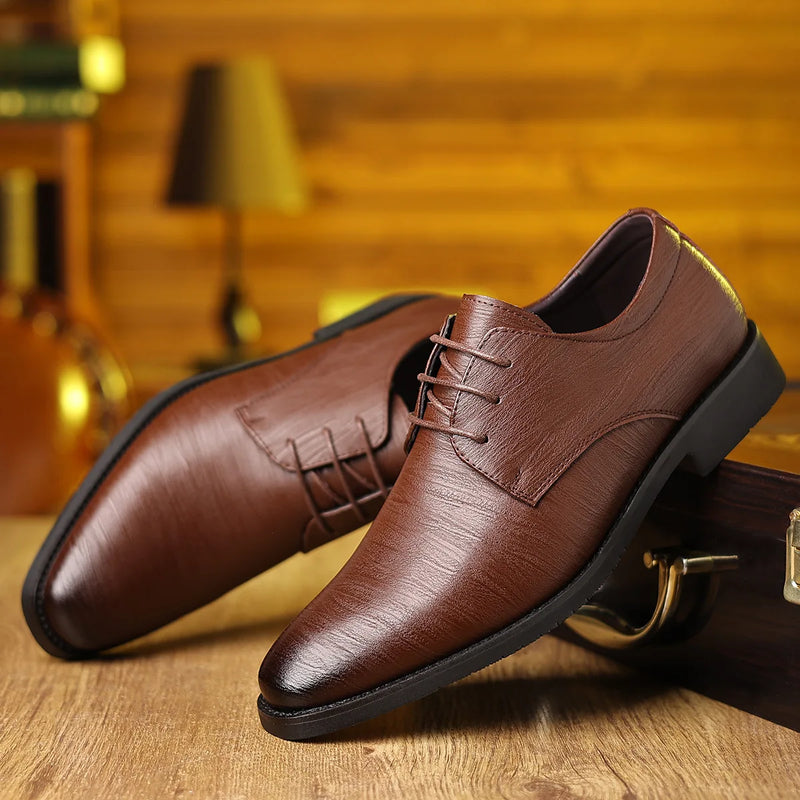 Men's business formal office leather shoes, large size 48 dress shoes, comfortable wedding casual leather shoes