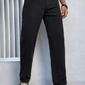 Men's Casual Solid Black Regular fit Jeans | SAMAG