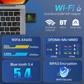 Wifi 6 Adapter AX600/AX300 Bluetooth5.4 Usb 2.4G/5Ghz Antena PC Laptop Dongle 802.11ax Wireless Network - Visuel 2 | SAMAG