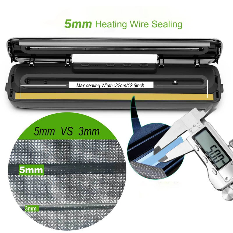 220V Electric Vacuum Sealer Packaging Machine with Free 15pcs Vacuum Bags Machine Household Black Food Vacuum Sealer