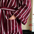 Retro Plaid Cotton Bathrobe Super Soft Absortion Hooded Loose Bath Robe Coat Towel V Neck Warm Sleepwear Robes Women Homewear