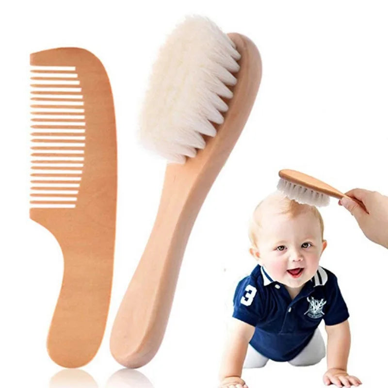 1/2/ Newborn Wool Baby Wooden Brush Comb Hair Infant Head - View 2 | SAMAG
