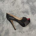 Women Pumps Sexy Platform Peep Toe 14cm Extremely Thin High Heels Stiletto Patent Leather Fashion Party Nighclub Wedding Shoes