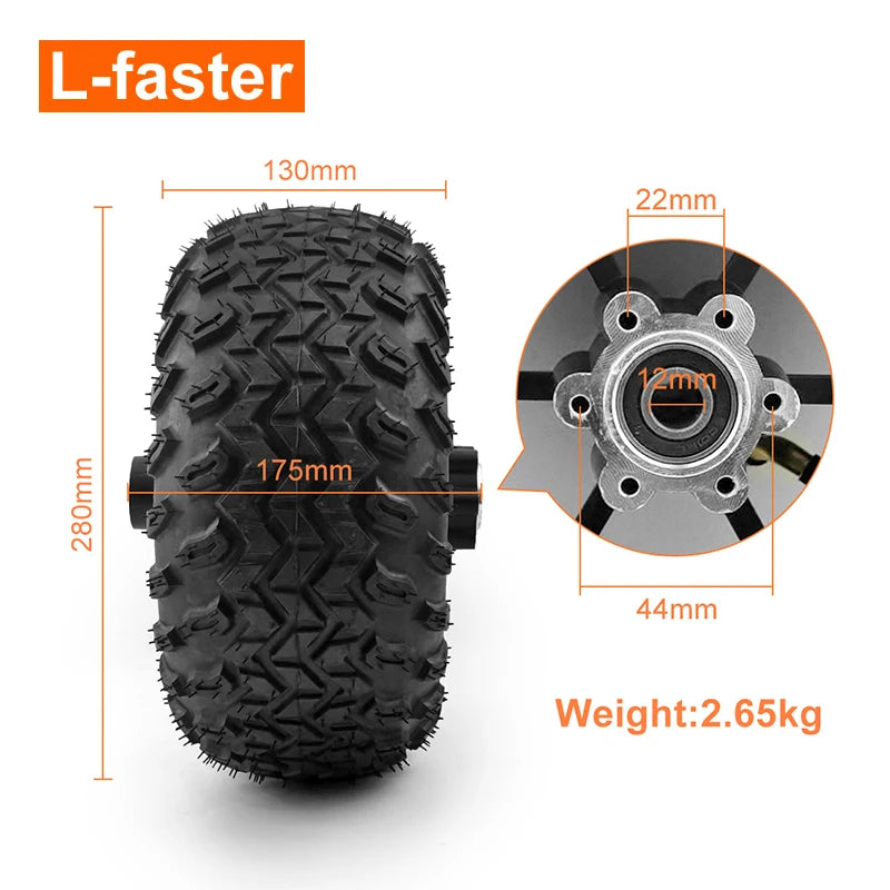 4WD 10 Inch Fat Tire 1000W Electri Beach Cart Brushed Motor Chain Drive Kit With Remote