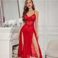 Women Sexy Split Mesh Lace Floral Sheer Babydoll Lingerie Nightgown Dress Sensual Pure Desire Seductive Hot Side-Slit Nightwear