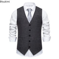 Men's Suit Vests Solid Color Herringbone Suit Waistcoat Business Casual Working Wear Retro Brown Single Breasted Vest for Men