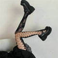 Gothic Fishnets Stockings Lolita Mesh Tights for Women Netting Stockings Y2k Pantyhose With Pattern Leggings Sexy Lingerie