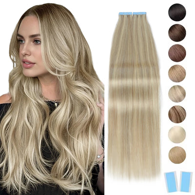 MRSHAIR Tape in Hair Extensions Human Blonde Seamless | SAMAG