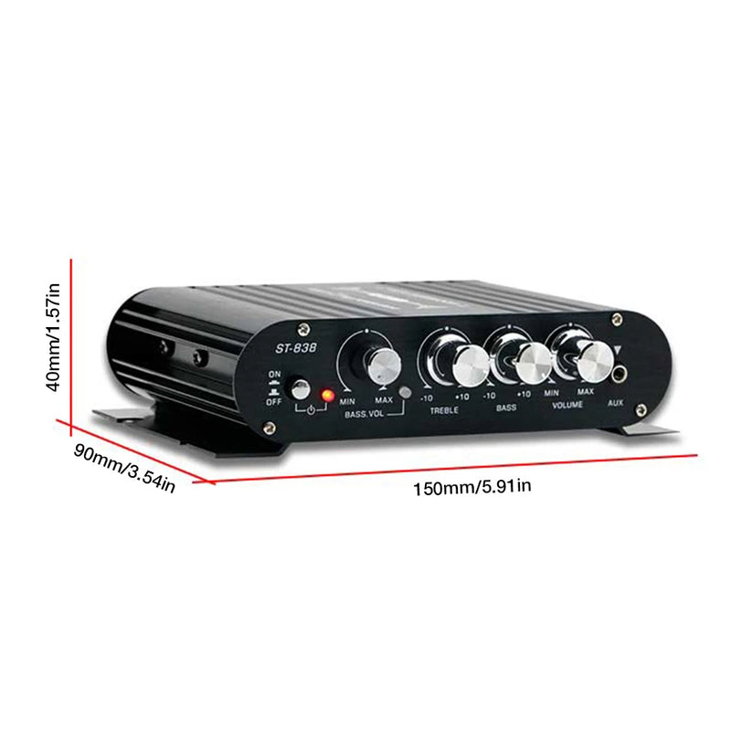 ST-838 Home Theater Amplifiers HiFi 2.1 Channel Power Amplifier Stereo Bass Sound Car Home Amp Media Player Subwoofer Amplifier