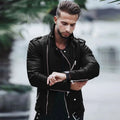 New Brown Autumn And Winter Fashion Leather Jacket Men's Plus Size Zipper Locomotive Leather Jacket Jacket