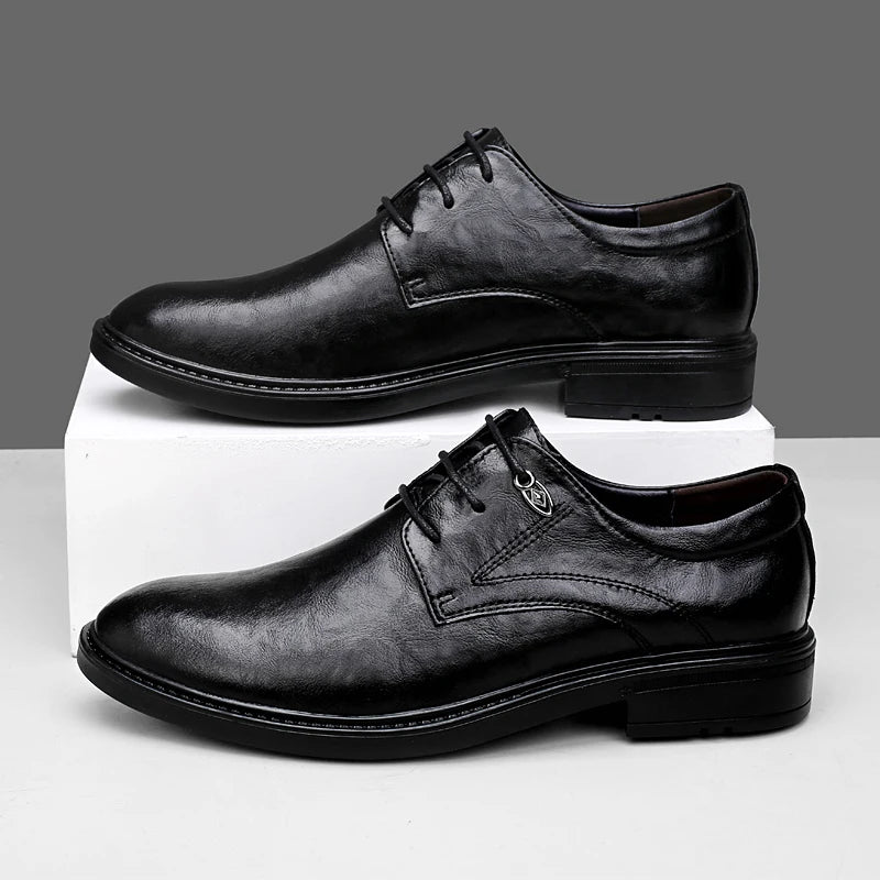 British Style Casual Leather Business Shoes Mens 2026 New Original Men's Office Shoes Fashion Lace-up Oxfords Walking Shoes