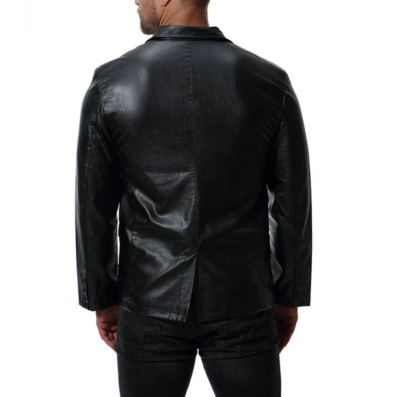 Autumn new, trendy PU leather jacket British large size leather casual suit jacket